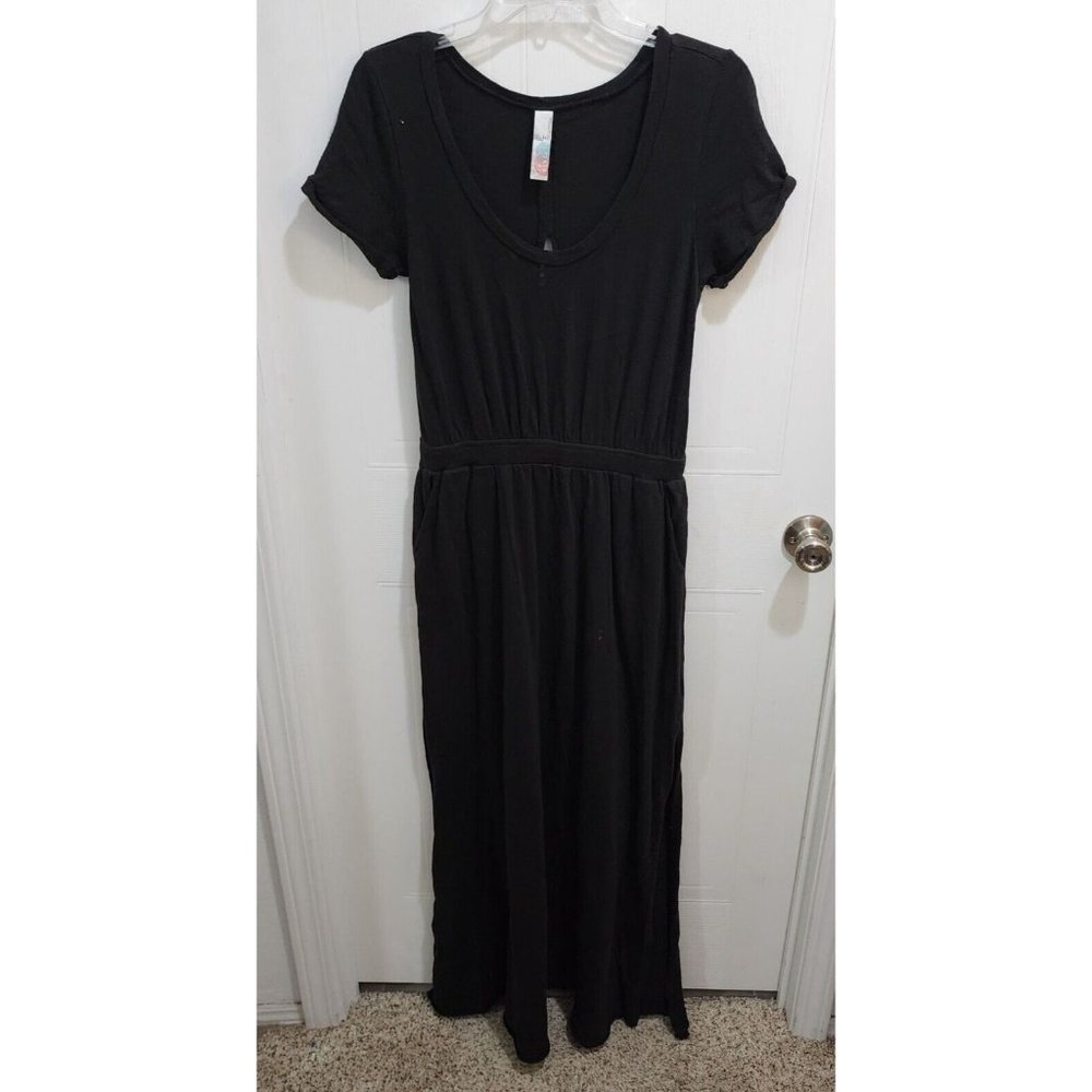 FREE PEOPLE FP Beach‎ Andrina S/S Long Maxi Dress Cut Out High Slit Black Size M